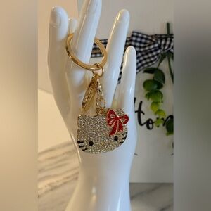 NWOT Hello Kitty Rhinestone Keychain with Mirror Red Bow Keychain